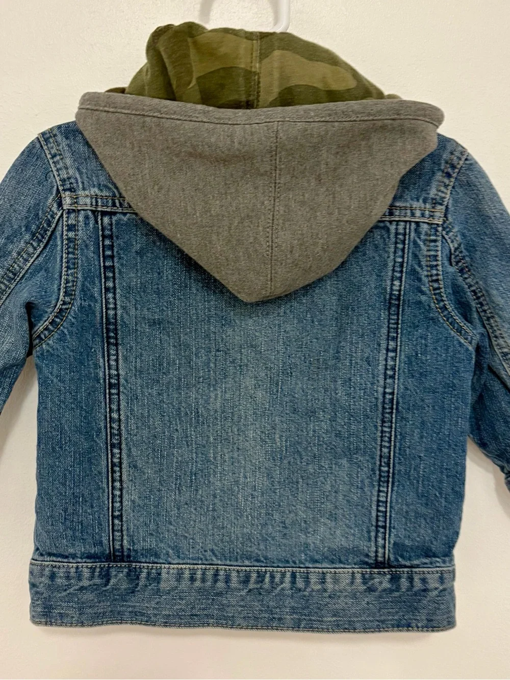 Baby GAP Blue Denim Jacket with Gray Hood